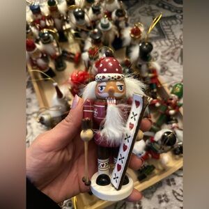Festive Nutcracker Ornament with Skis